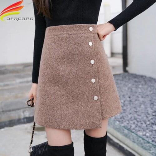 Winter Skirt Women Skort 2020 New Arrivals Khaki Black High Waist A Line Cashmere Skirt Korean Style Women Mini Skirts Hot Sale