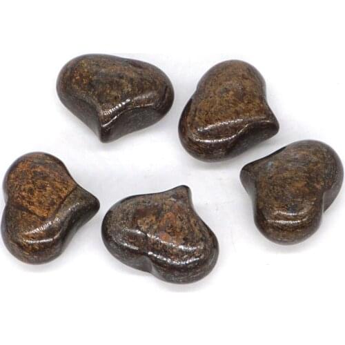 1" Puffy Love Heart Assorted Natural Bronzite Hand Carving Reiki Healing Energy Chakra Gift 2pcs