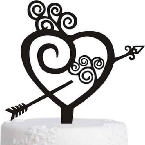 100pcs/lot Creative An arrow through the heart design Acrylic Wedding Cake Topper Party Cake Decorations