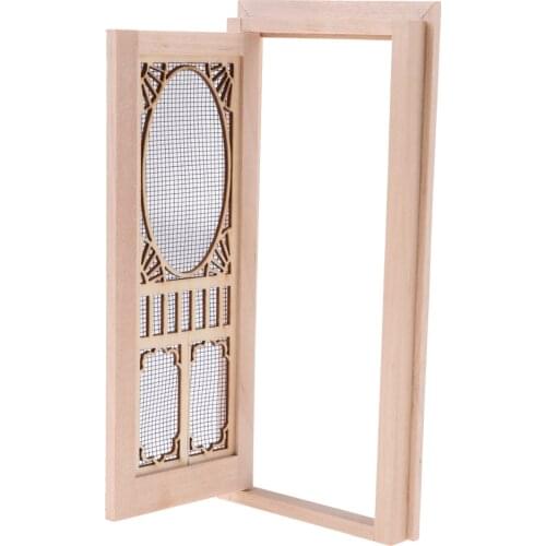 12th Dollhouse Miniature Wood External Hollow Screen Door Unpainted