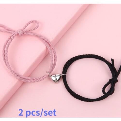 2Pcs/set Couple Bracelet Love Friendship Rope Braided Distance Magnetic Bracelets Paired Jewelry Lover Women Men Charm Bracelet