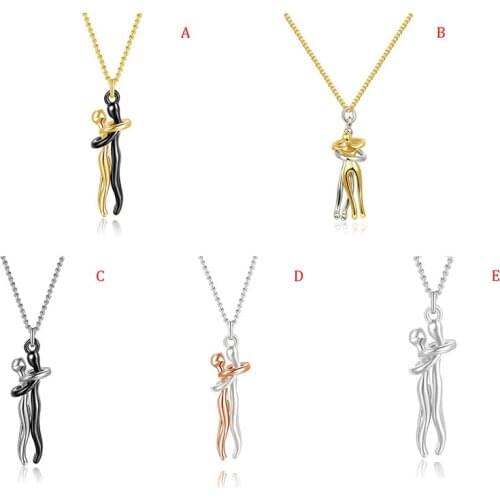 2Pcs/Set Couple Hug Heart Astronaut Magnetic Necklace For Women Pendant Chain