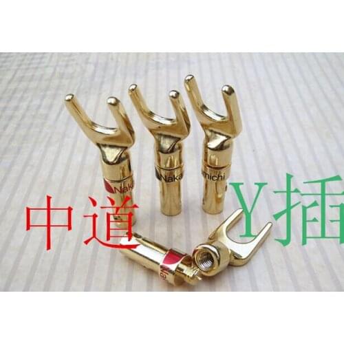 20 PCS Gold Brass Nakamichi Banana Y U- type Screw Spade Speaker Plugs Audio Screw Fork Connector Adapter