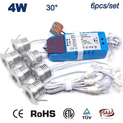 6pcs 4w Led Downlight And Driver D27mm Mini Spot Lighting Cabinet Floor Ceiling Counter Cupboard Indoor Bedroom 220v Dimmable