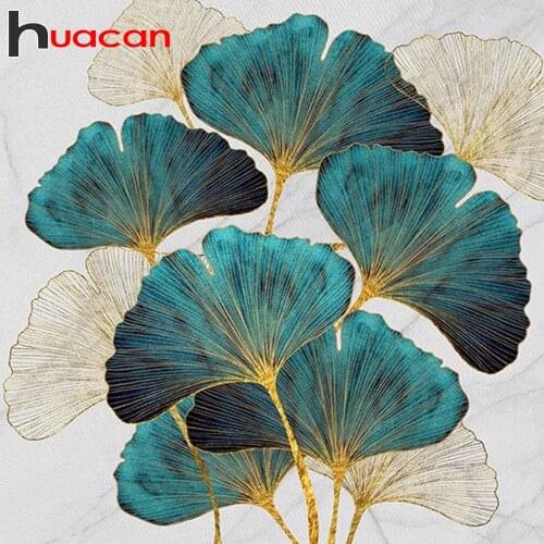 Huacan 5D DIY Diamond Painting Full Square/Round Ginkgo Biloba Flower Diamond Embroidery Mosaic Leaves Decorative Stitch Picture