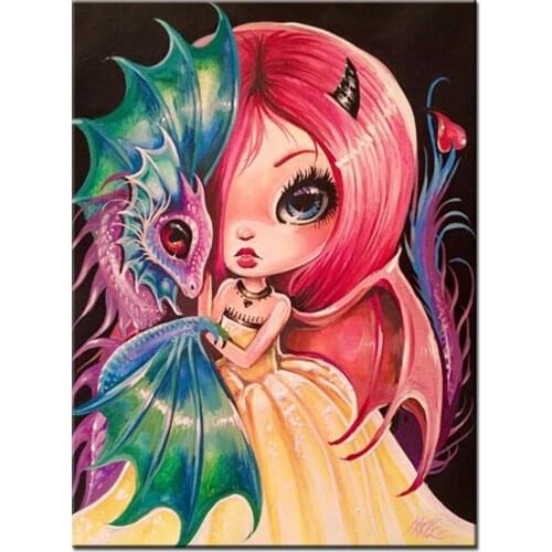 Diamond Painting Cartoon Girl Diamond Mosaic Sale 5D Diamond Embroidery Dragon Rhinestone Pictures Diamond Mosaic A1263