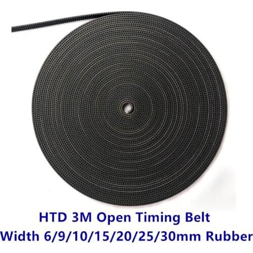Arc Tooth HTD 3M Open Synchronous belt Width 6/9/10/15/20/25mm Rubber fiberglass Neoprene HTD3M pulley Laser Engraving CNC
