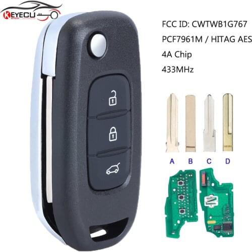 KEYECU Flip Remote Key Fob 433MHz PCF7961M Renault Captur Kadjar Kaptur Logan 2 Megane 3 Symbol for Dacia Duster CWTWB1G767