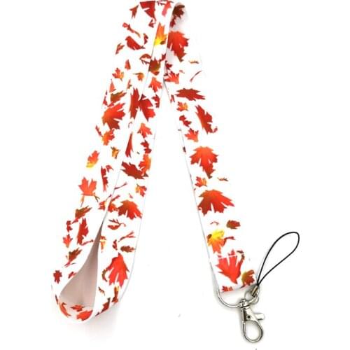 10Pcs/set Autumn Leaves Keychain Mobile Phone Straps Lanyard for Key Chain ID Card USB Badge Holder DIY Hanging Rope Neck Strap