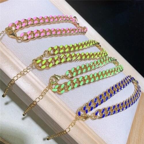 10pcs/lot Oil Drop Lobster Clasp Chain Bracelet Wholesale