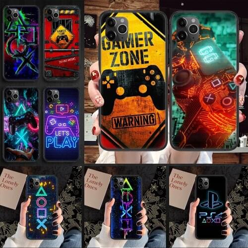 Game Controller Phone Case Cover Hull For iphone 5 5s se 2 6 6s 7 8 12 mini plus X XS XR 11 PRO MAX black tpu shell painting
