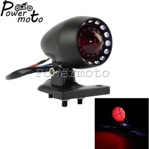 Black LED Motorcycle Universal Taillight Brake Stop Lamp License Plate Light For Harley Cafe Racer Chopper Bobber