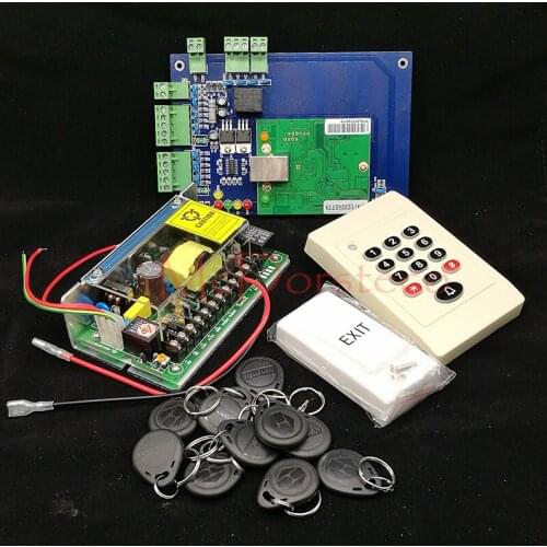 DIY One Door Access Control System TCP/IP Single Door Access Panel Rfid Controller+ 125khz Keypad Rfid slave Reader + Power Unit