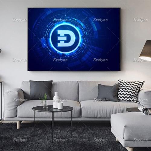 DOGE Crypto Digital Currency Wall Art Gift Oil Painting Poster and Print on Canvas Modular Picture forLiving Room Floating Frame