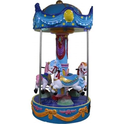 Palace Style 3 Seats Merry Go Round Horse Carousel Rotation Games Kiddie Rides Amusement Game Room Indoor Arcade Machine