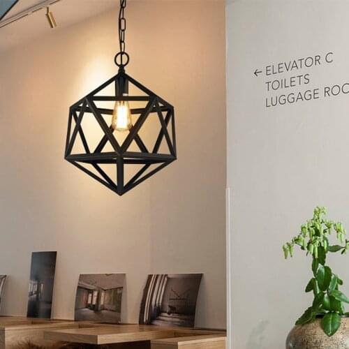 Loft Edison Cage Chandelier Retro Prolyhedron Home Living Room Dining Room Bedroom Pendant Light Ceiling Lamp Fixture PA0361
