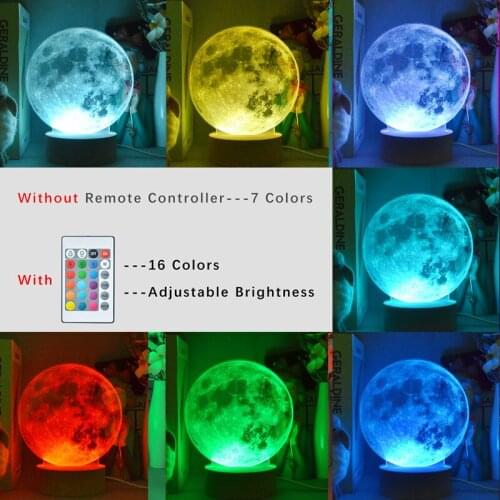 Moon 3D LED Night Light for Kids Bedroom Decor Light Touch Sensor RGB Colorful Nightlight Table Lamp