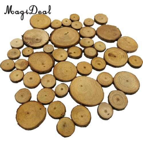 50Pcs 20-40mm Mixed Mini Wood Tree Slices Pine Log Slices Natural Rustic Craft Wedding Christmas Centerpiece Decoration