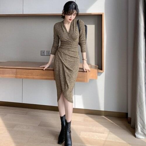 Fashion women new arrival office lady outwear sexy formal dress vintage party elegant shining bouncy asymmetrical dress