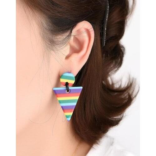 Fashion and Popular Simple Geometric Color Striped Geometric Acrylic Earrings Goddess Must-have Earrings New Arrival Boutique