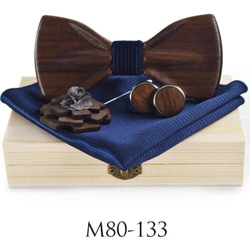 Fashion Wood Gentleman Pocket Square Broth Needle3D Pattern Bow Ties Handmade Butterfly Wedding Party Wooden Tie