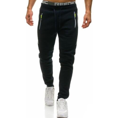 Mens Fashion Casual Pocket Zipper Design Sport Pants Drawstring Trousers
