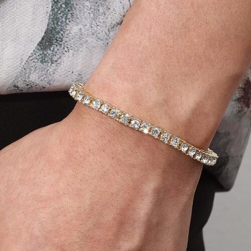 Men Bracelet Couple Bracelet Specially Designed for Men Gold Color Inlaid Cubic Zirconia Bracelet Hip Hop Accessories Prom Party