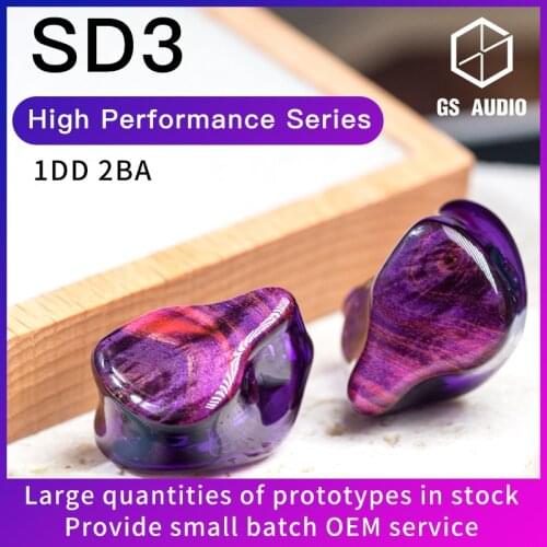 GS AUDIO SD3 2BA+1DD Hybrid Driver HiFi In-Ear Earphones with 0.78 2pin Detachable Cable IEMs for Audiophiles Musician OEM ODM