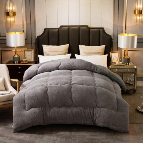 Lamb Cashmere Velvet Fabric Warm Winter Wool Quilt Thicken Comforter Duvet Blanket King Queen Size Double Cashmere 1 Pcs