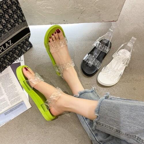 Summer Women Shoes Trendy Open Toe Flat Sandals Transparent Casual Beach Slippers Sandaleas De Mujer