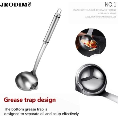 Kitchen Colander Strainer Stainless Steel Scoop Filter Long Handle Skimmer Oil-Water Separation Spoon Kitchen Tools Accessories