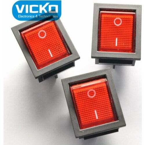 [vk] Red ship type switch KCD4-201 4p 2 files with lamp become warped plate 16A/250V power switch