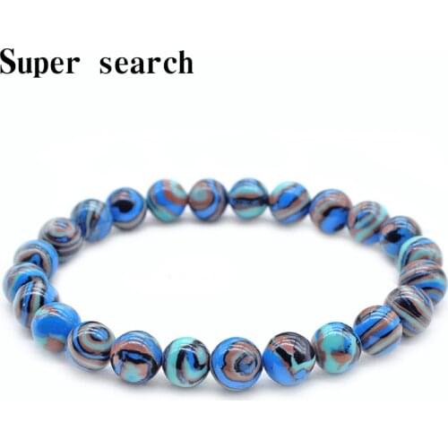 Jewelry Beaded Bracelets For Women Turquoises Chalcedony Sea Blue Gem malachite Stone Mens Bangles Sports Yoga Bracelet