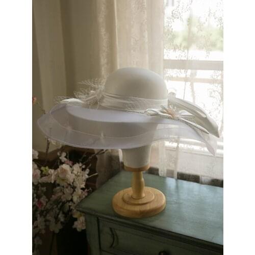 2021 Large Wedding Hat Wide Brim Gauze Mesh Bow Fairy Bride Hat Photo Shooting Satin Fedora Cap Formal Party Show Hat Headwear