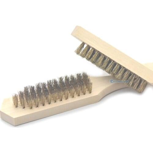 1/2/5 Pcs / Lot Wood Handle Steel Wire Brush Copper For Industrial Devices Surface Inner Polishing Grinding Cleaning Rust Remove