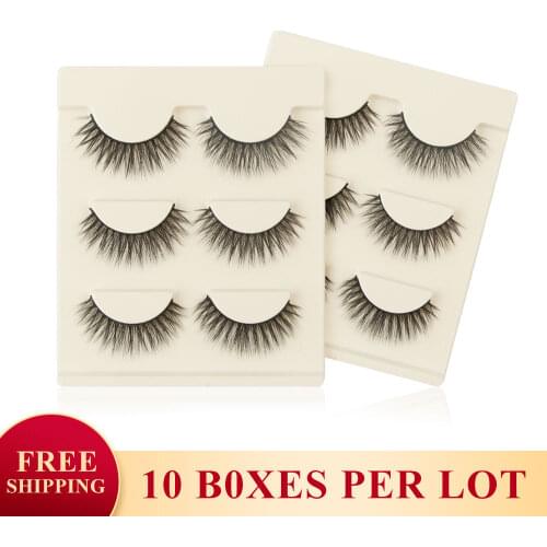 10 Boxes Natural Long False Eyelashes Wholesale Eyelashes Make Up 3d Mink Lashes Full Strip Lash Eye Makeup Tool Faux Cils
