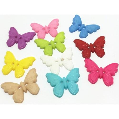 100pcs 17x22mm Mixed Butterfly Buttons Sewing Accessories Novelty Baby Dress Button For Scrapbooking