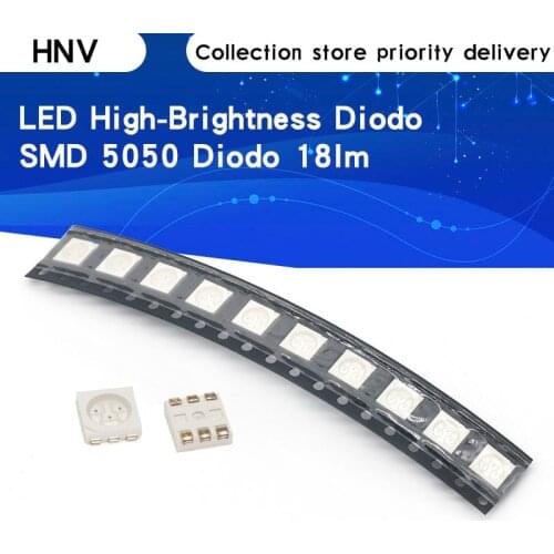 100PCS 5050 LED White LEDs High-Brightness Diodo Azul Luz 6500K SMD Light-emitting Diodes SMD 5050 White Light Diodo 18lm