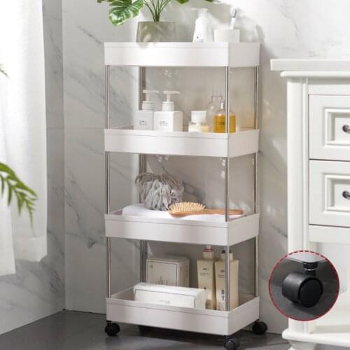 2/3/4 Tier Slim Storage Cart Mobile Shelf Unit Drawer Organizer Slide Out Trolley Cart Rack for Kitchen Bathroom Laundry Narrow