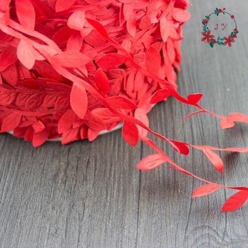 200yard/lot Die Cut Out Red Leaves Ribbon Vines for home decor projects, spring wedding bouquets handmade cards