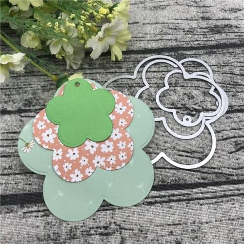 3PCS Flower label Stitched Tag Metal Cutting Dies Stencils For Card Making Decorative Embossing Suit Paper Cards Stamp DIY