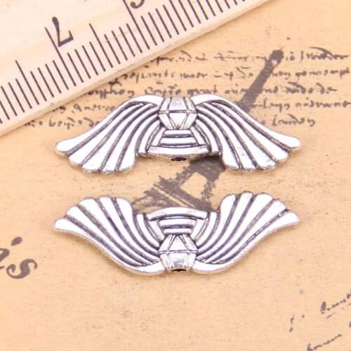 14pcs Charms angel wings bead 10x30mm Antique Pendants,Vintage Tibetan Silver Jewelry,DIY for bracelet necklace