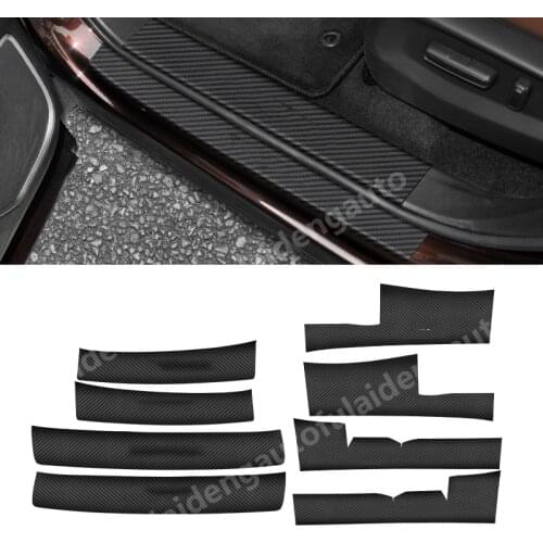 8pcs For Honda Vezel HR-V 2016-2020 Carbon fiber leather Door Scuff Plate Door Sill Entry Guard trim Sticker Car Styling