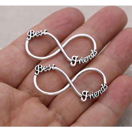 8pcs Silver Plated Infinity Charm Best Friends Connectors for Jewelry Making Bracelet Findings Accessories DIY Craft 40x20mm