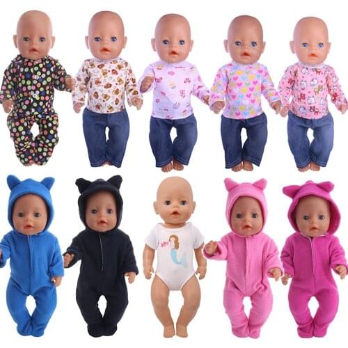 Doll Accessories Plush Pajamas Animal Print Clothes For 18Inch Girl&43Cm New Born Baby,Generation Accessories Animal Ears,Toys