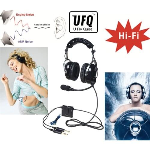 NEW UFQ ANR A28 aviation headset pilot headsets great ANR and Hi-Fi speakers for music Free with bag