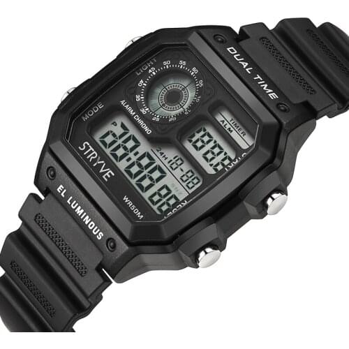 Stryve Brand New Women Men Electronic Watches Military Square Count Down Waterproof Sports Digital Watch Clock relogio masculino
