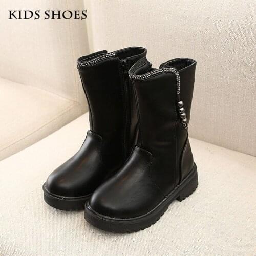 Kids shoes girls' boots childrens shoes autumn and winter shoes womens middle and large childrens kids fashion boots