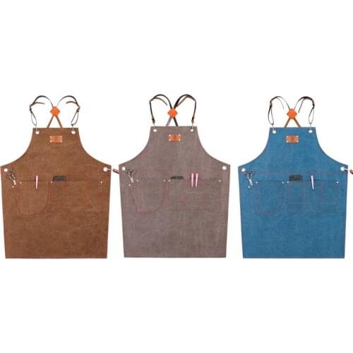 Chef Apron Adjustable Barista Apron with Pockets Kitchen Cooking Baking Apron
