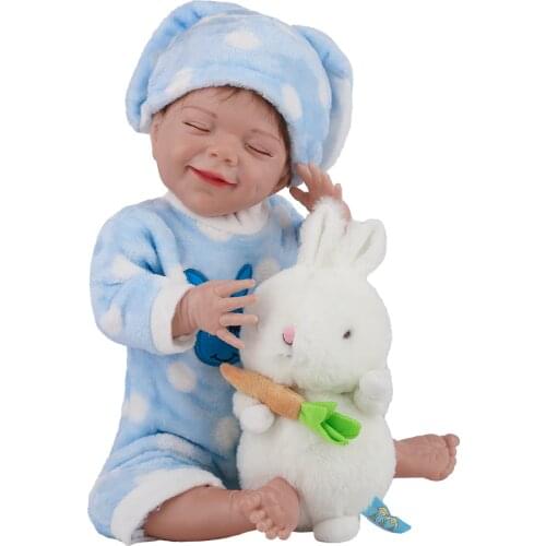Lovely Reborn Doll 20 Inch Silicone Body Realistic Boneca Reborn with rabbit Toy For Children Girls Dolls Birthday Gifts